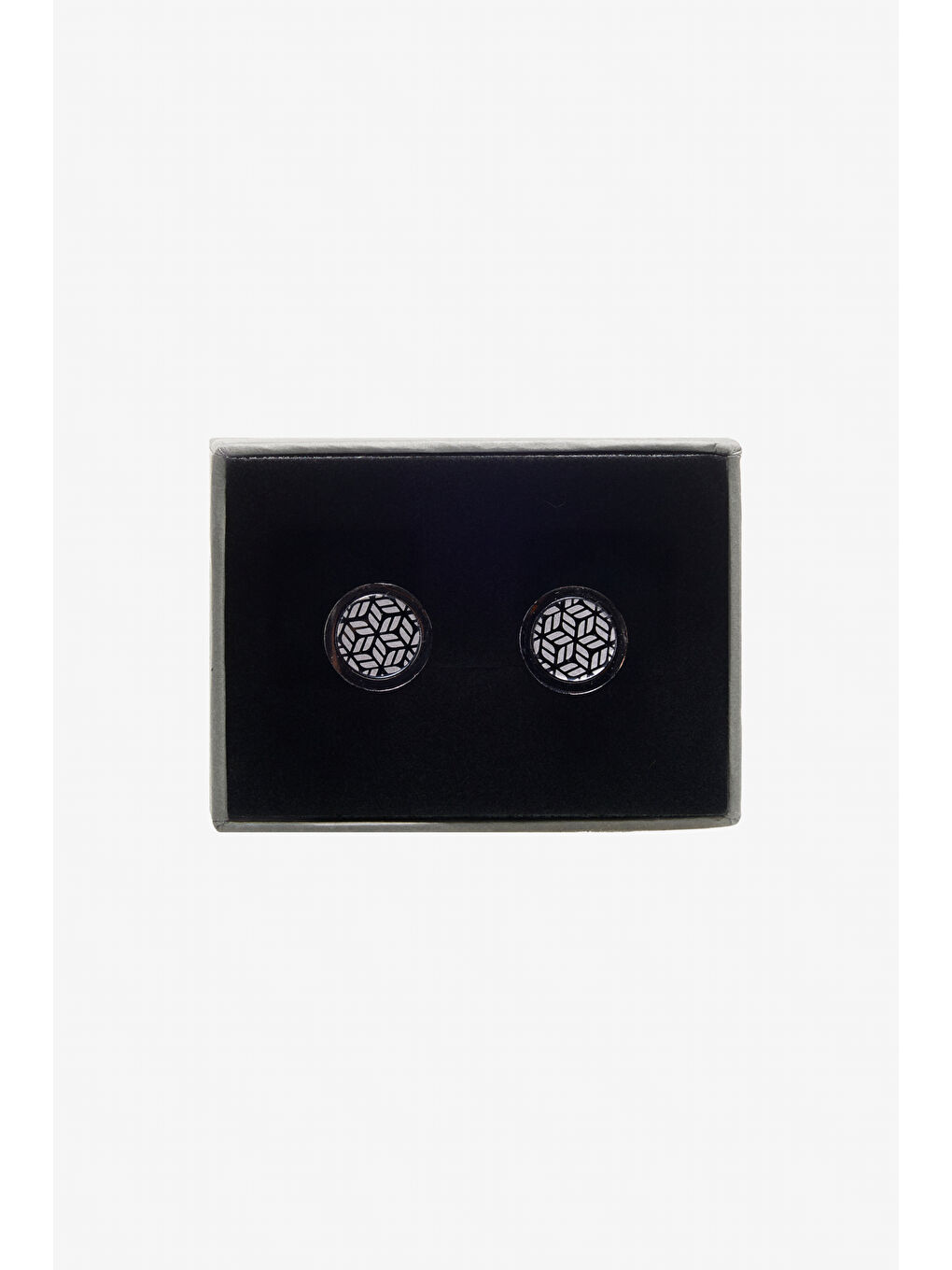 Erkek Siyah-Gri %100 Metal Kol Düğmesi