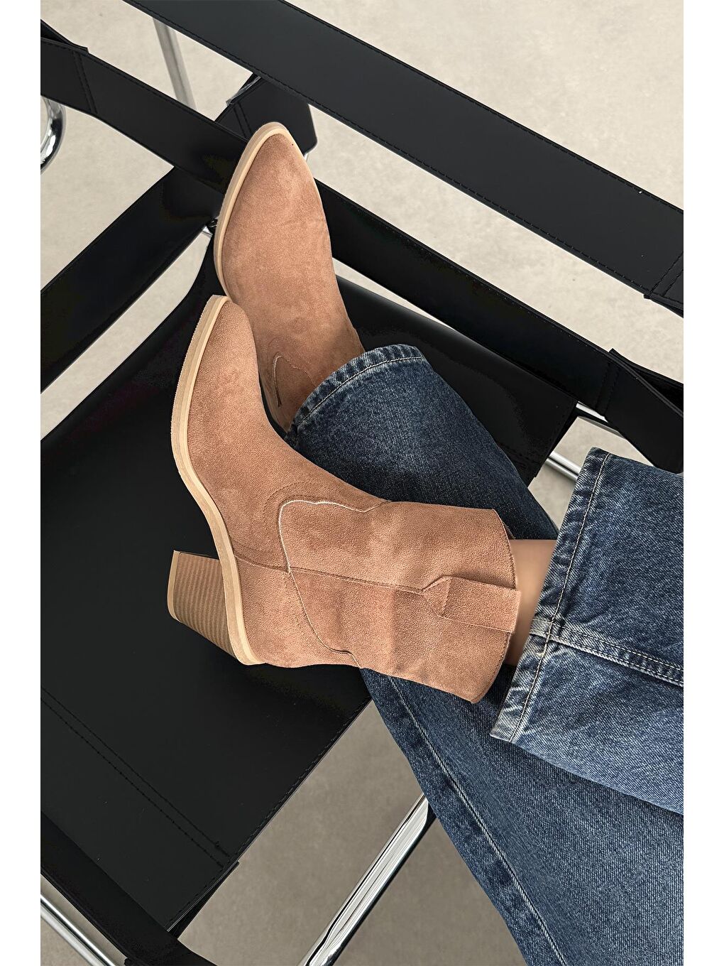 Kahverengi Maven Kadın Süet Topuklu Bot Taba-1