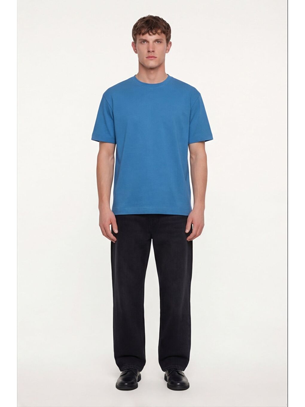 Mavi Erkek Açık Saks Normal Kesim Regular Fit %100 Pamuk Dokuma Bisiklet Yaka Basic T-Shirt-1