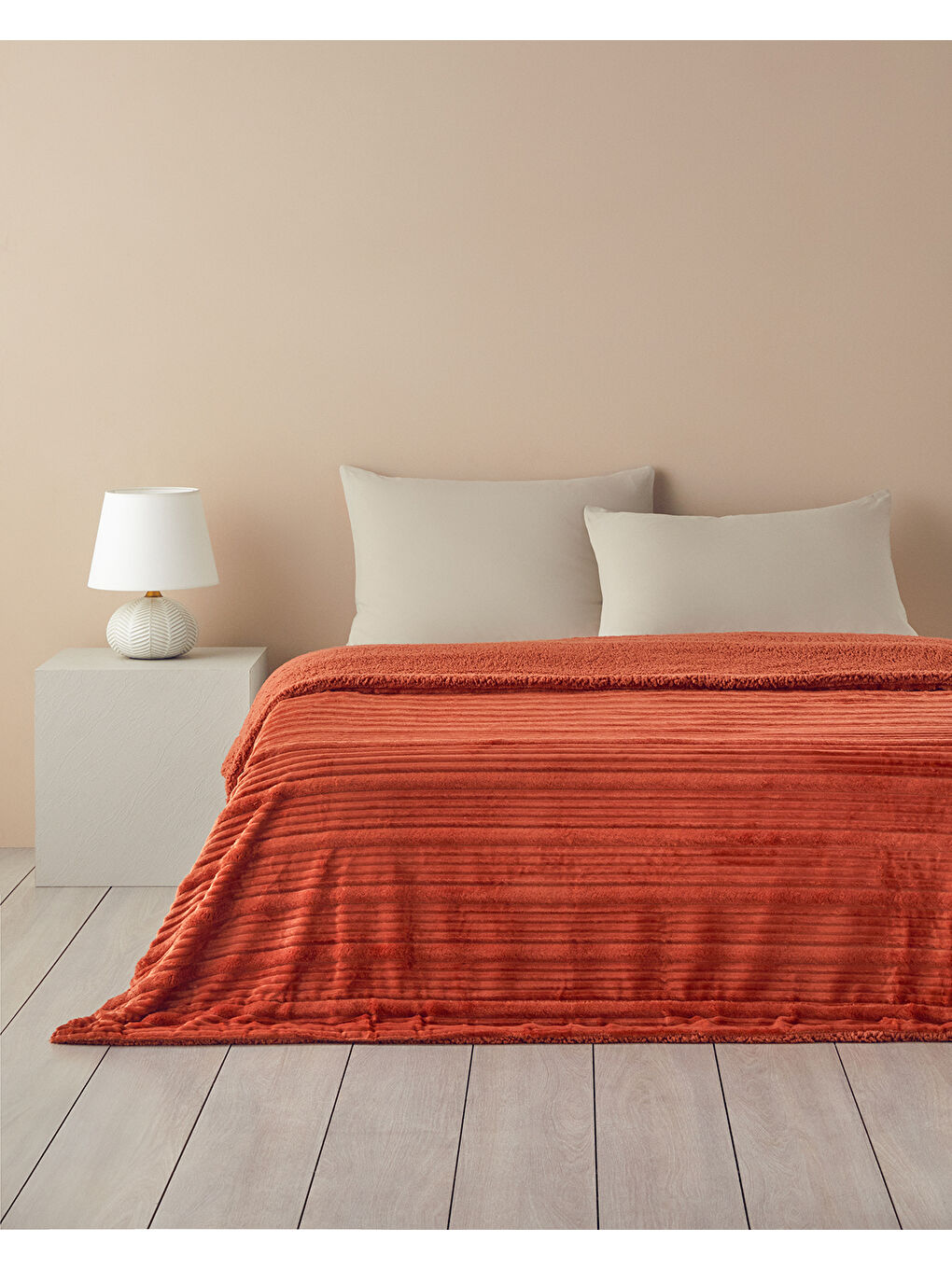 Bright Line Sherpa Supersoft Çift Kişilik Battaniye 200x220 cm Koyu Turuncu