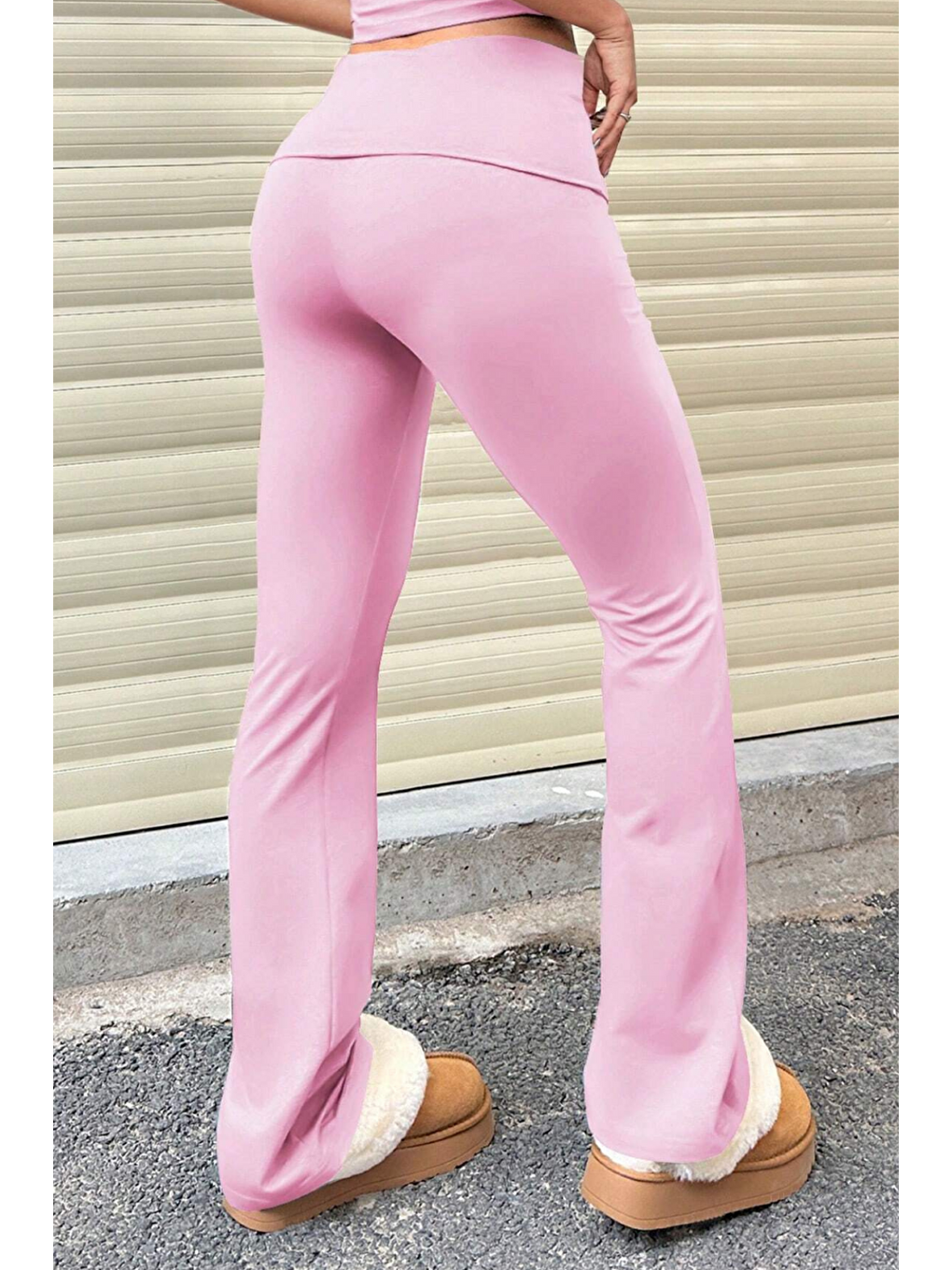 Pembe Kadın Pantolon Pamuklu Elastanlı Süprem Esnek İspanyol Paça Spor ve Günlük Pantolon SÜPREM-PANTOLON-2