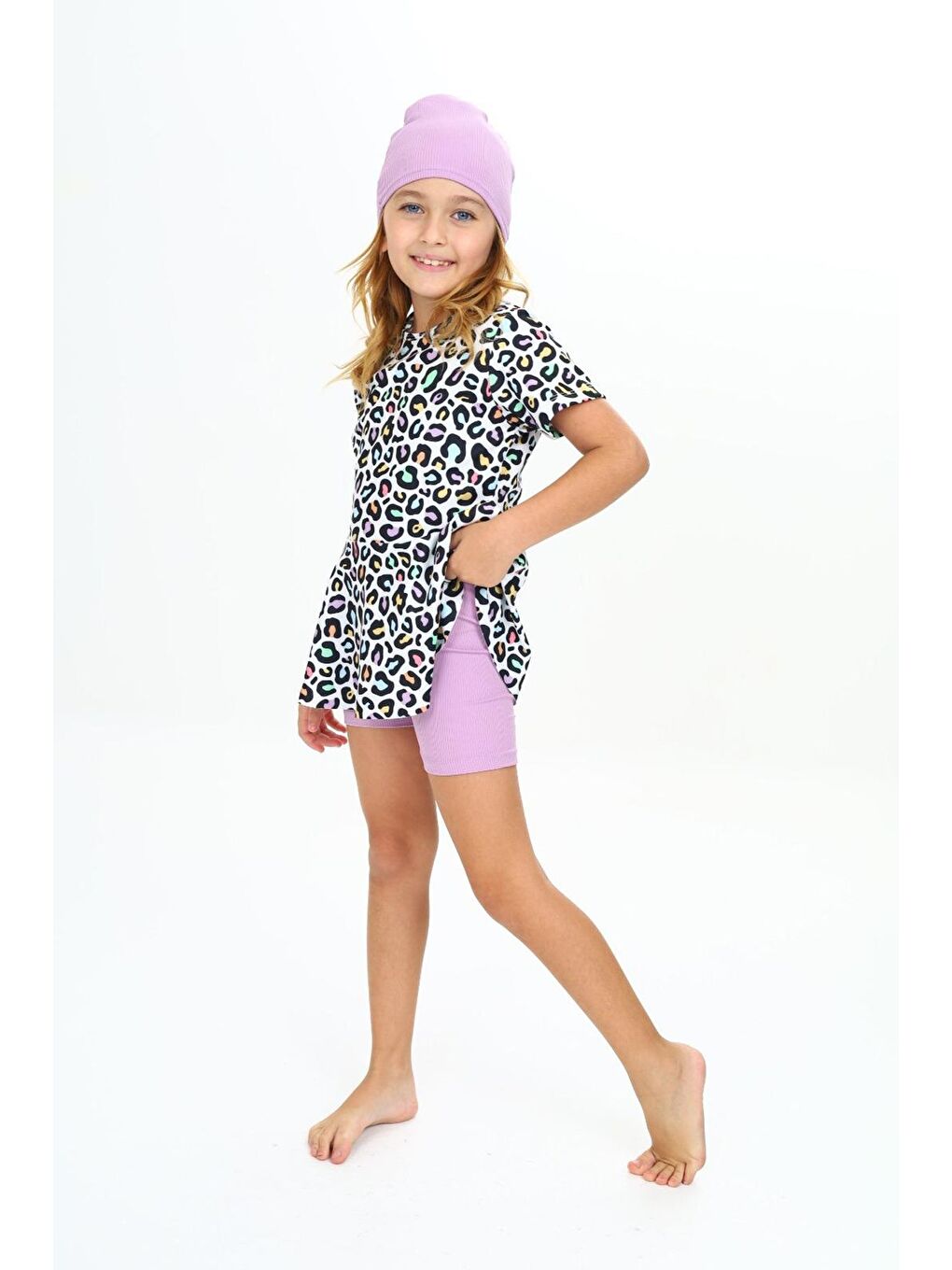 Pembe Üç Parça Kız Çocuk Boneli Mayo-2