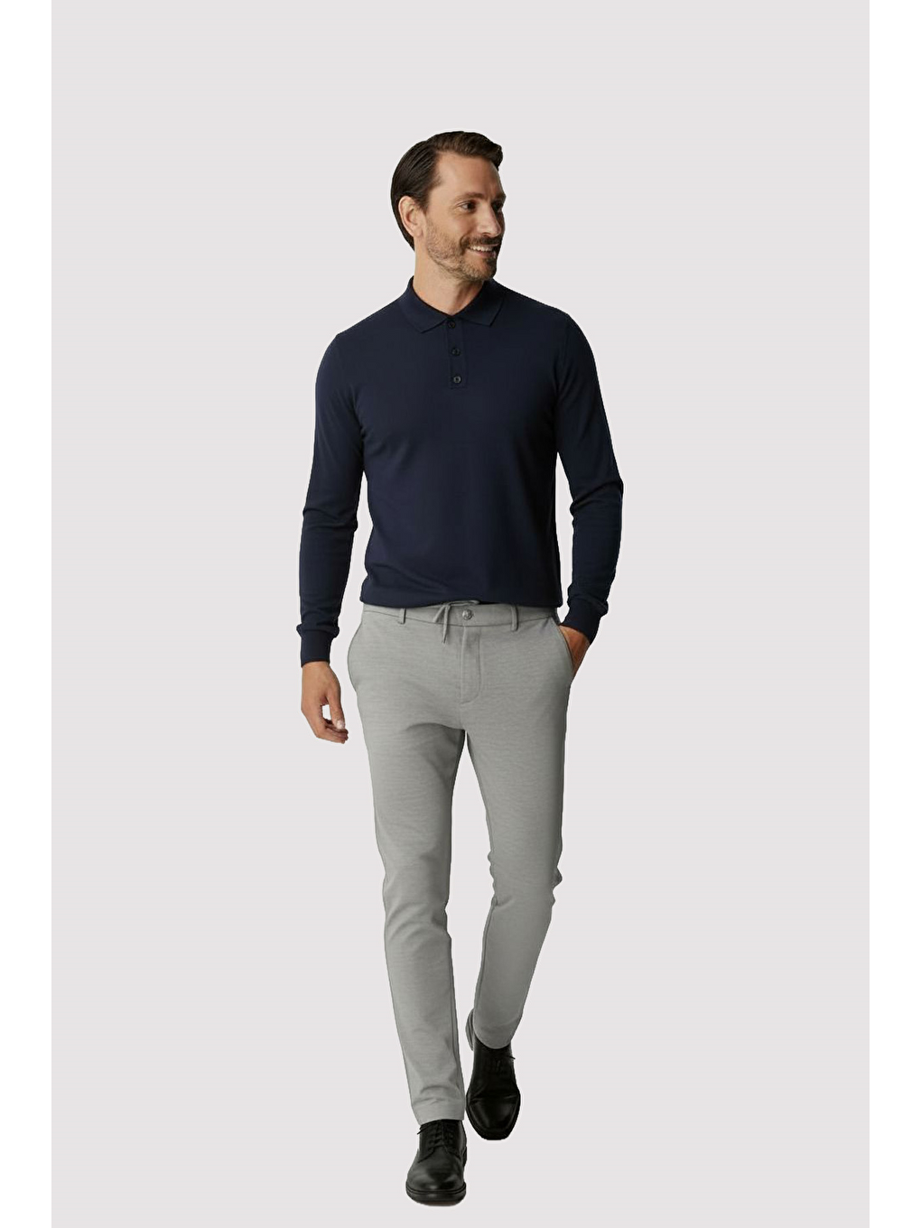 Gri Beli Lastikli İpli Erkek Pantolon – Konfor Kalıp-3