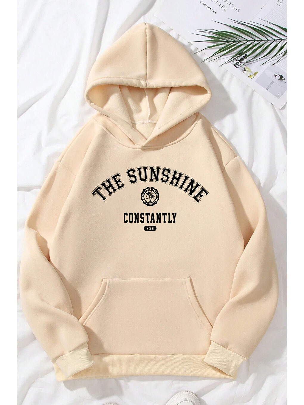 uyguntarz Bej The Sunshine Baskılı Oversize Sweatshirt