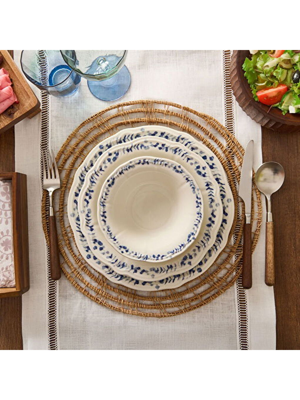 Karışık Kitchen Blueness 24 Parça Yemek Takımı - Renkli