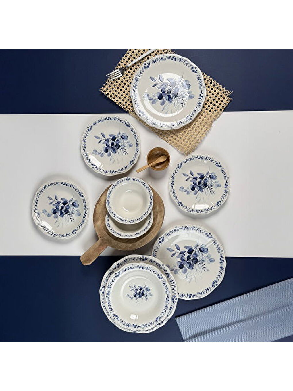 Karışık Kitchen Blueness 24 Parça Yemek Takımı - Renkli-7