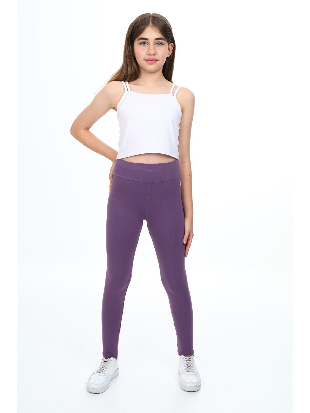 Mor Kız Çocuk Baskılı Tayt