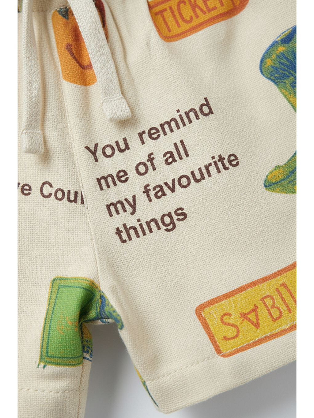 Erkek Çocuk Pamuklu Bej Just Vibing Baskılı Gömlek Ve Şort Takım-5