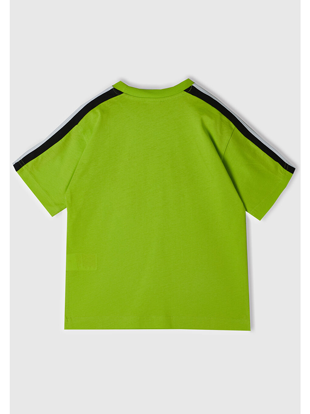 United Colors Of Benetton Yeşil Erkek Çocuk Neon Yeşil Önü Baskılı Omuzları Kontrast Şeritli Bisiklet Yaka T-Shirt - 2