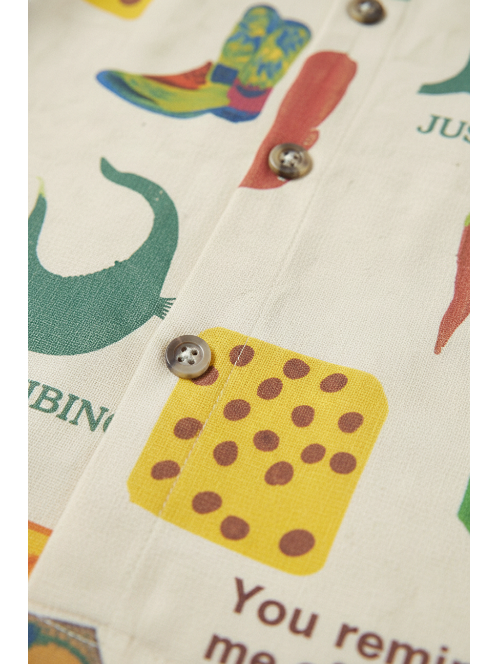 Erkek Çocuk Pamuklu Bej Just Vibing Baskılı Gömlek Ve Şort Takım-6