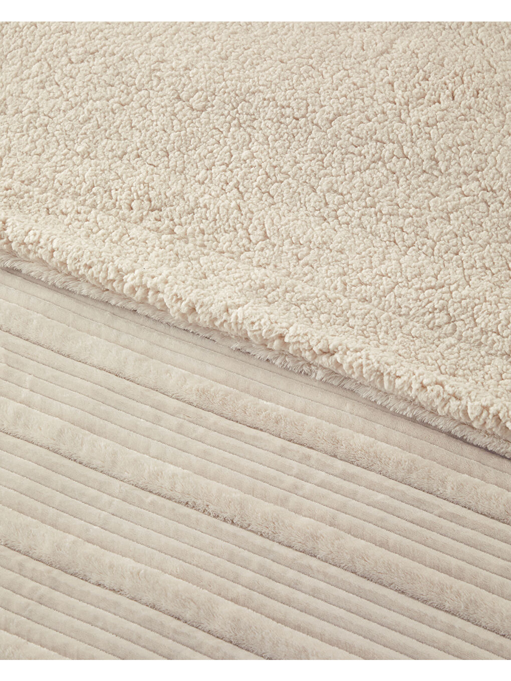 Ekru Bright Line Sherpa Supersoft Çift Kişilik Battaniye 200x220 cm Krem-2