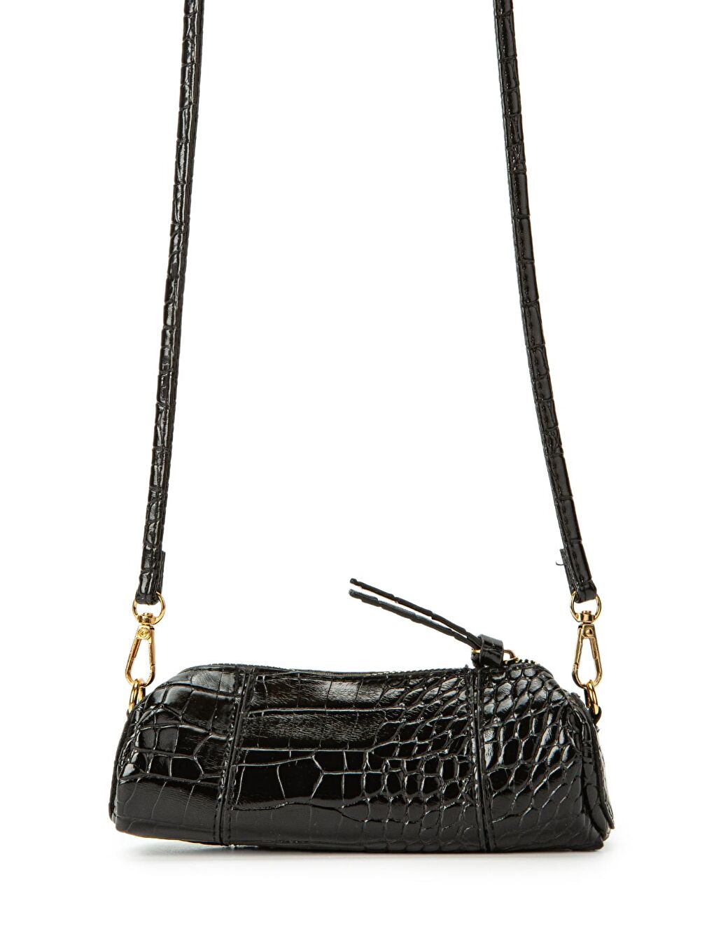 Sarı Suni Deri Kadın Çapraz Çanta Nani Desenli Siyah-2