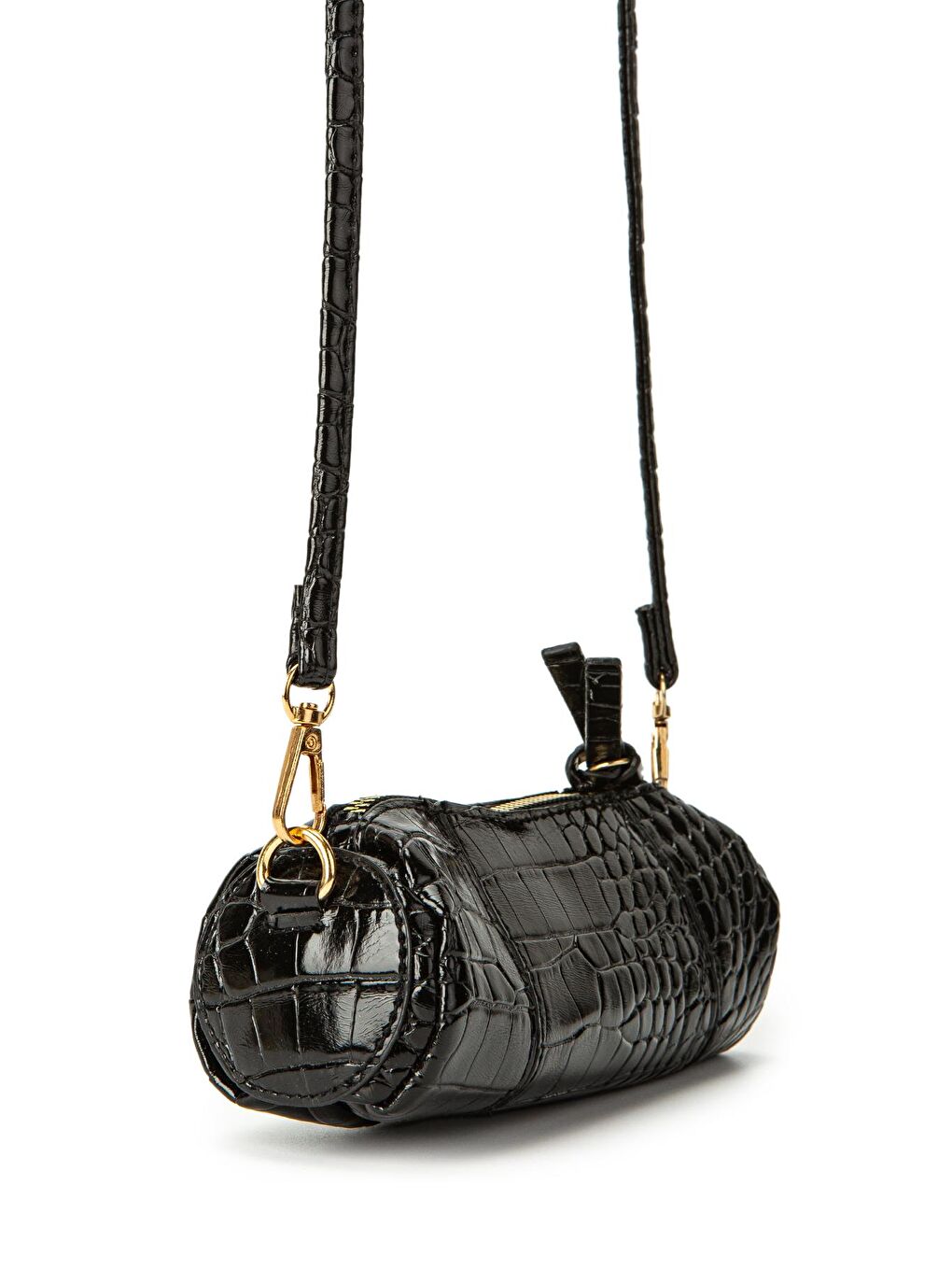 Sarı Suni Deri Kadın Çapraz Çanta Nani Desenli Siyah-3