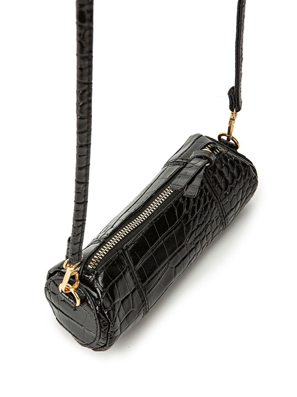 Sarı Suni Deri Kadın Çapraz Çanta Nani Desenli Siyah-4