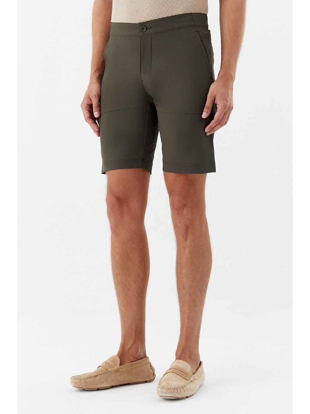 Erkek Haki Bermuda Şort – Kısa Boy, Yan Cep, Regular Fit-2