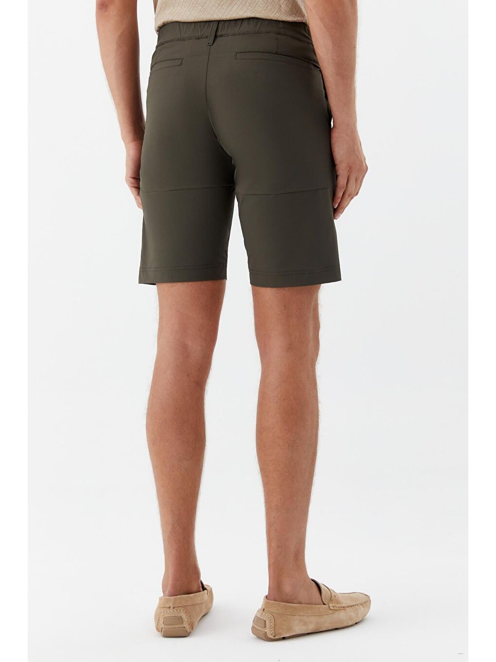 Erkek Haki Bermuda Şort – Kısa Boy, Yan Cep, Regular Fit-4