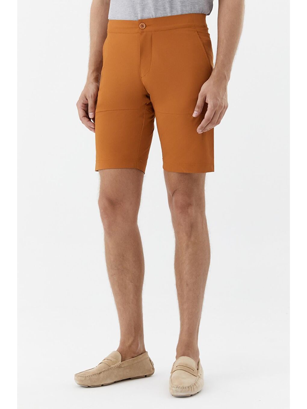 Kahverengi Erkek Kiremit Bermuda Şort – Kısa Boy, Yan Cep, Regular Fit-2