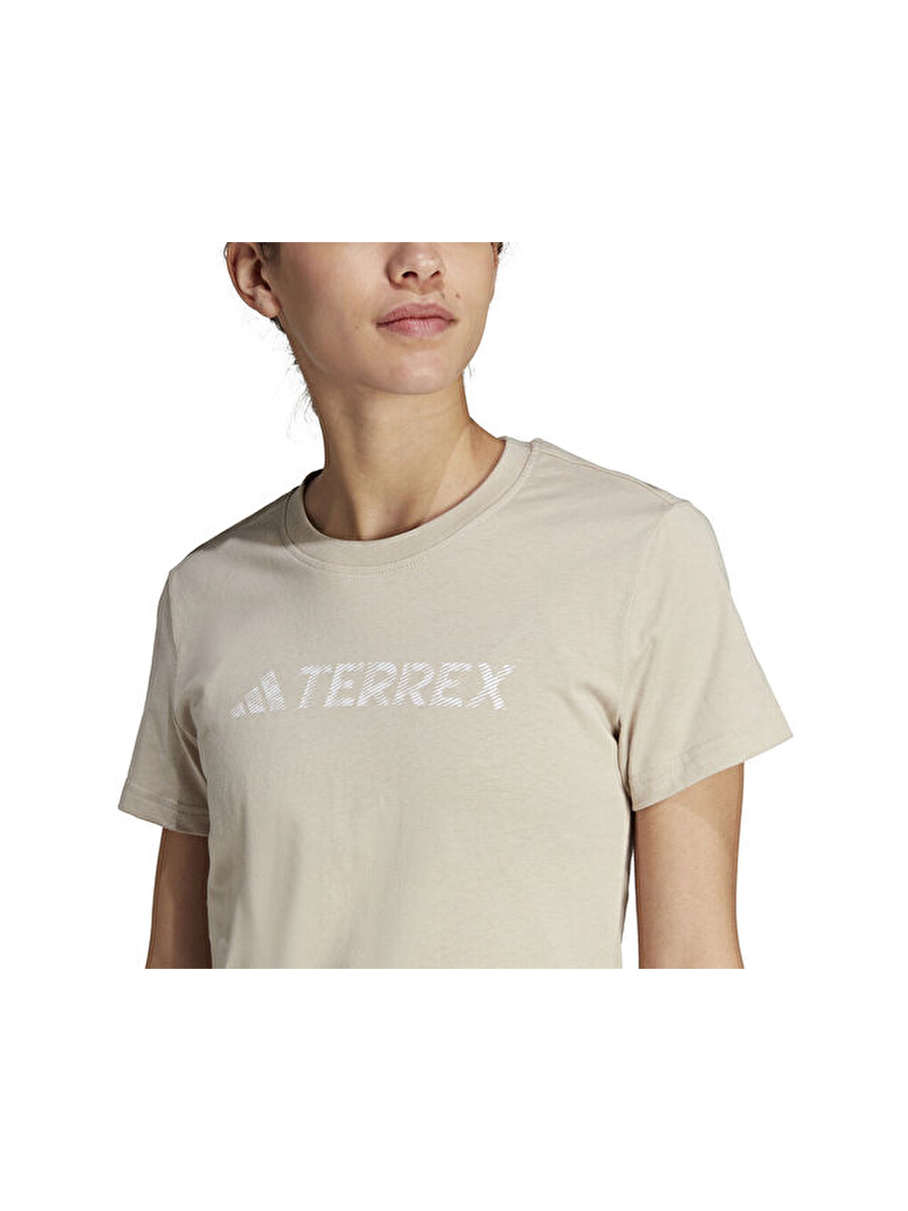 W Logo Tee Kadın Antrenman Tişörtü Ib1157 Bej-4