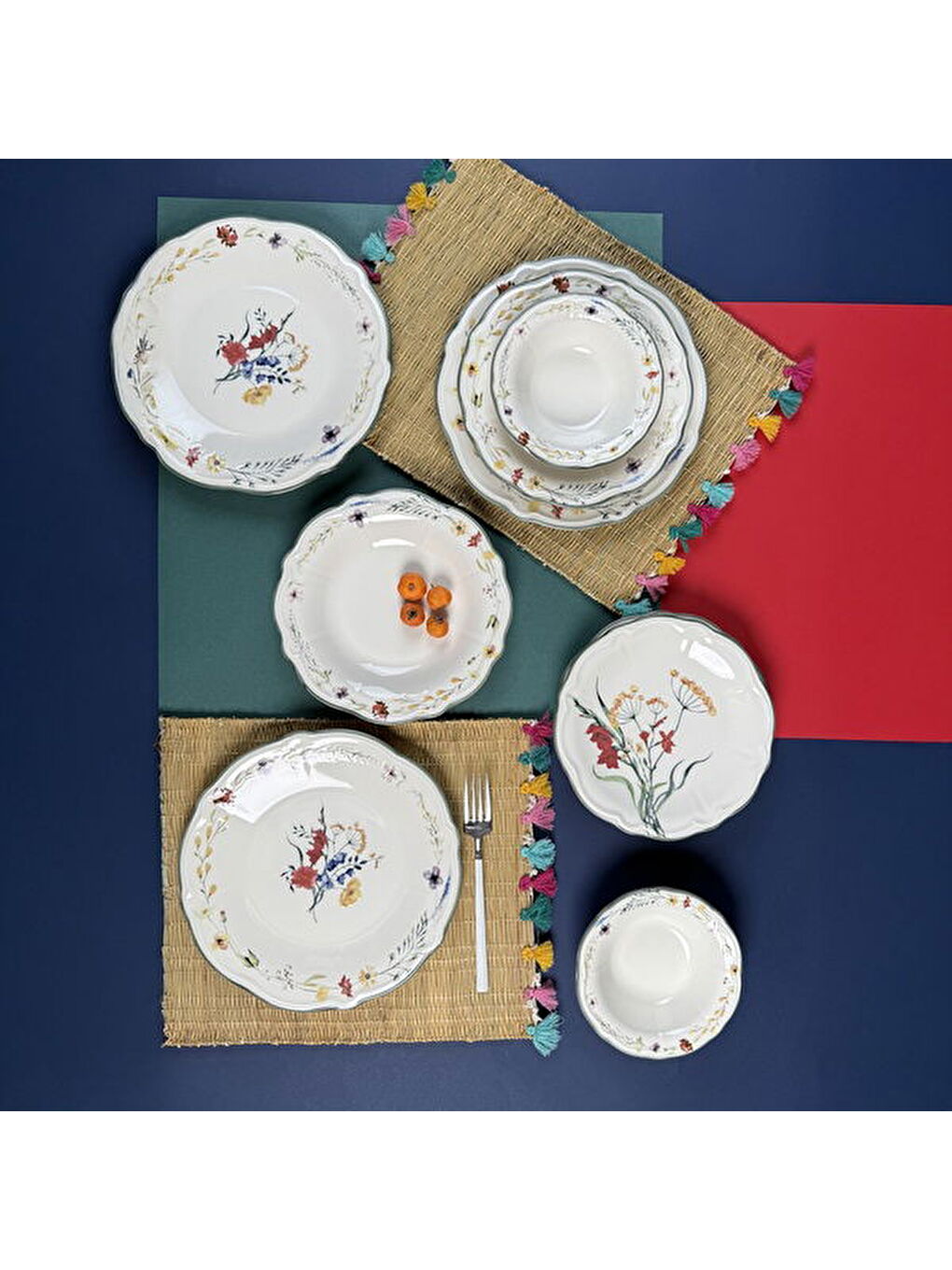 Karışık Kitchen Bloom 24 Parça Yemek Takımı - Renkli-4
