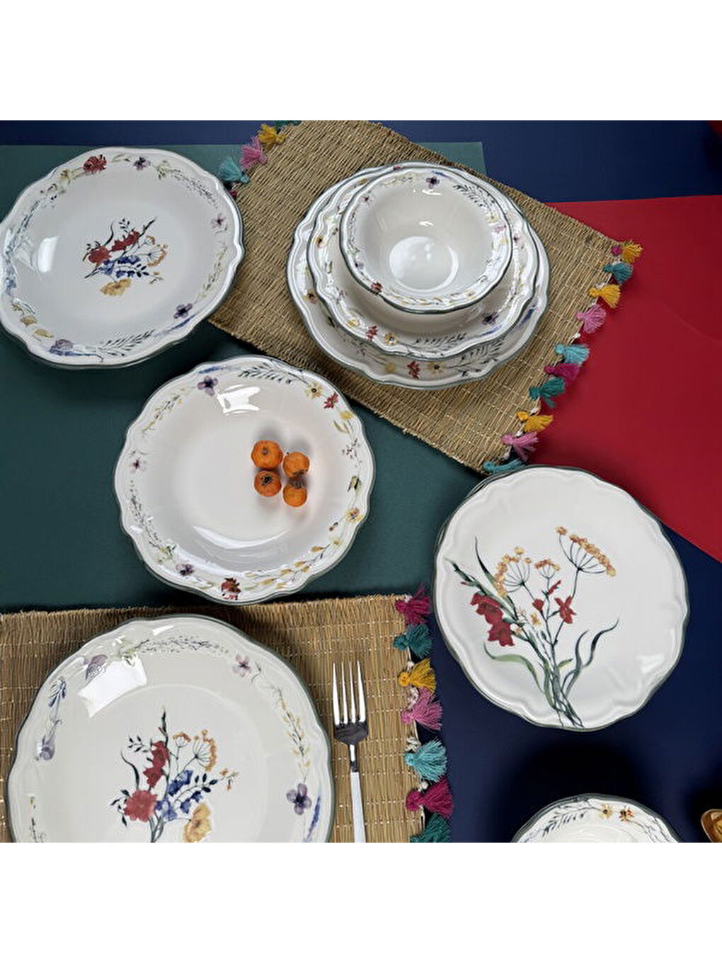 Karışık Kitchen Bloom 24 Parça Yemek Takımı - Renkli-5