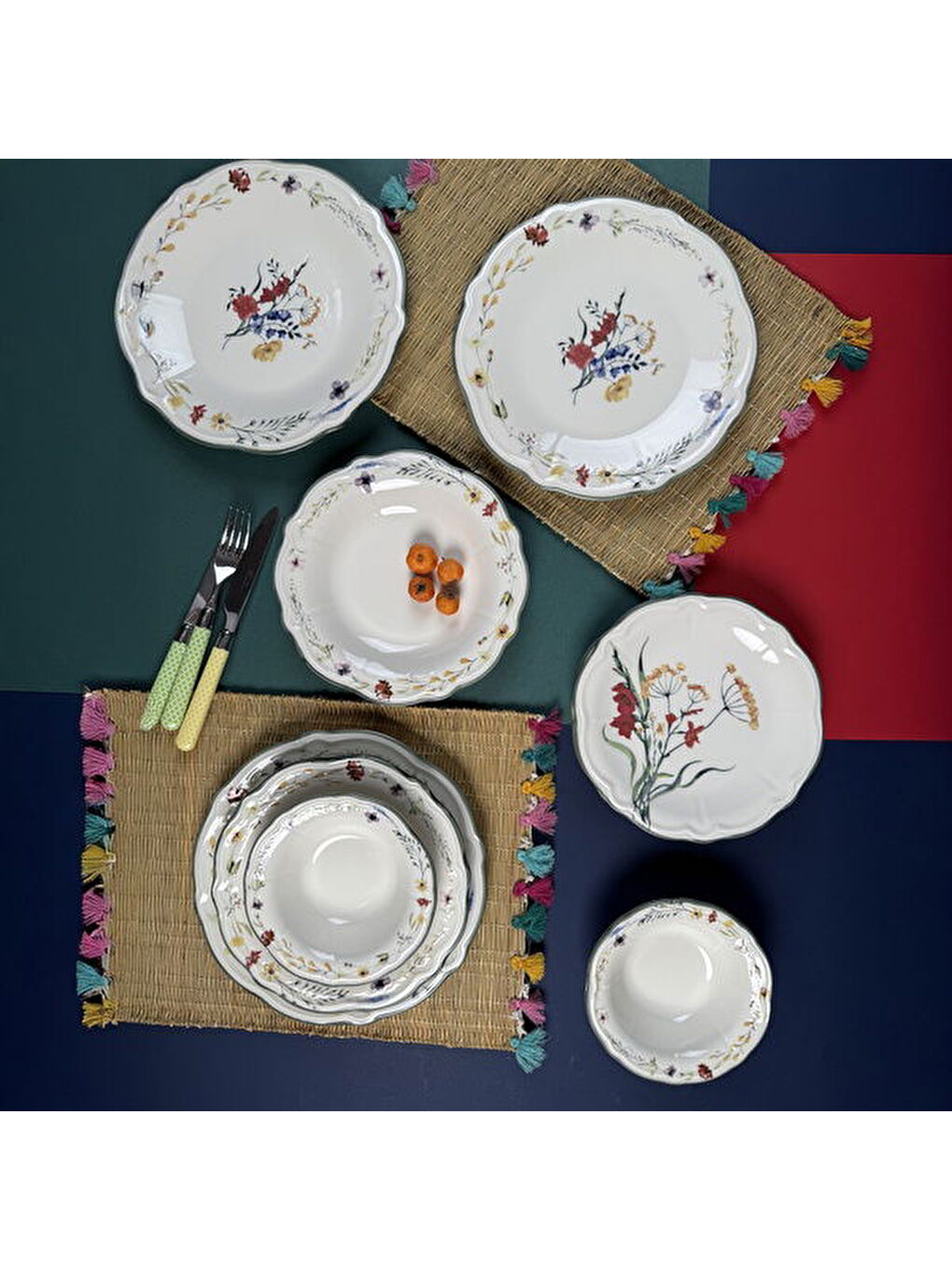 Karışık Kitchen Bloom 24 Parça Yemek Takımı - Renkli-7