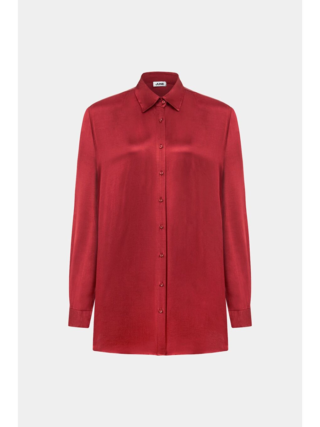 Bordo Kadın Oversize/Bol Kesim %100 Viskon Gömlek-1