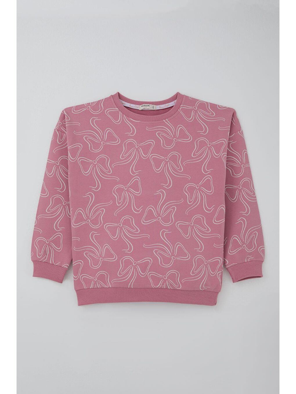 Kız Çocuk Eşofman Takımı Kurdele Desenli Bel Kısmı Lastikli Pembe (9-14 Yaş)-1