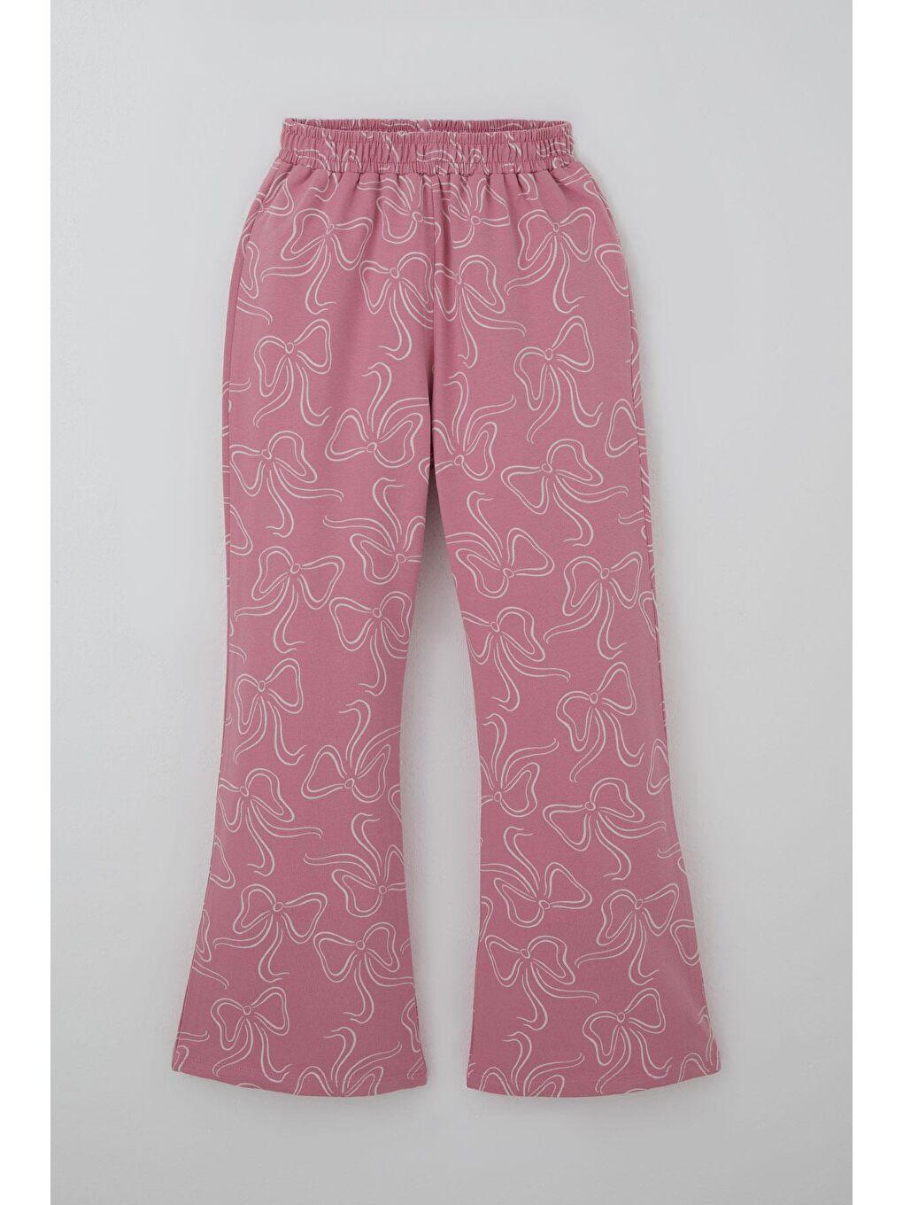 Kız Çocuk Eşofman Takımı Kurdele Desenli Bel Kısmı Lastikli Pembe (9-14 Yaş)-2