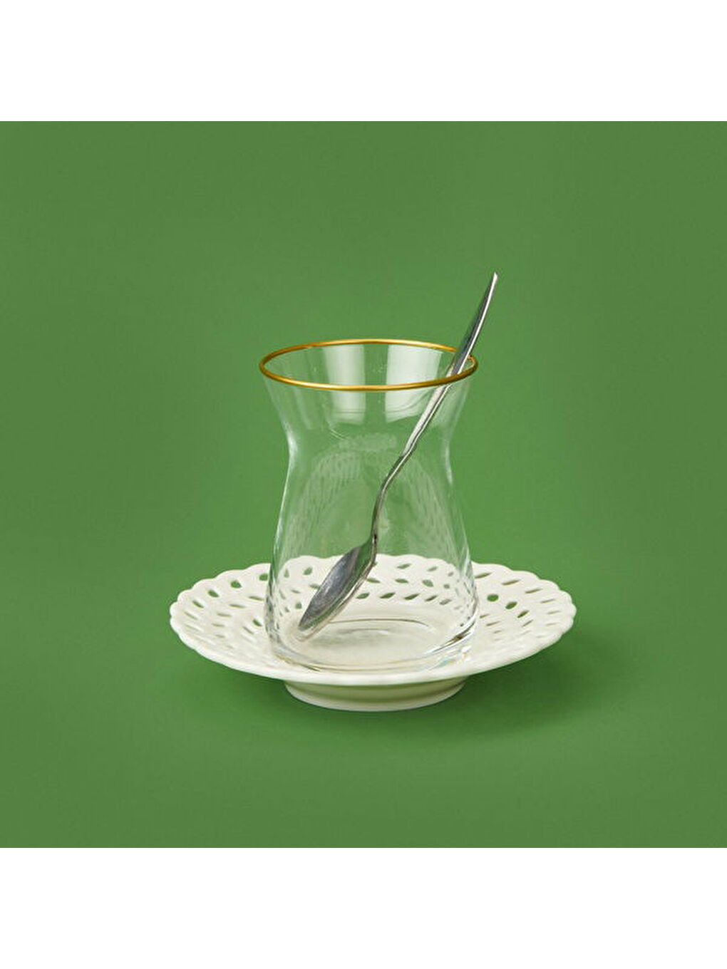 Yaprak Dantel Motifli Porselen Çay Tabağı - Beyaz-3