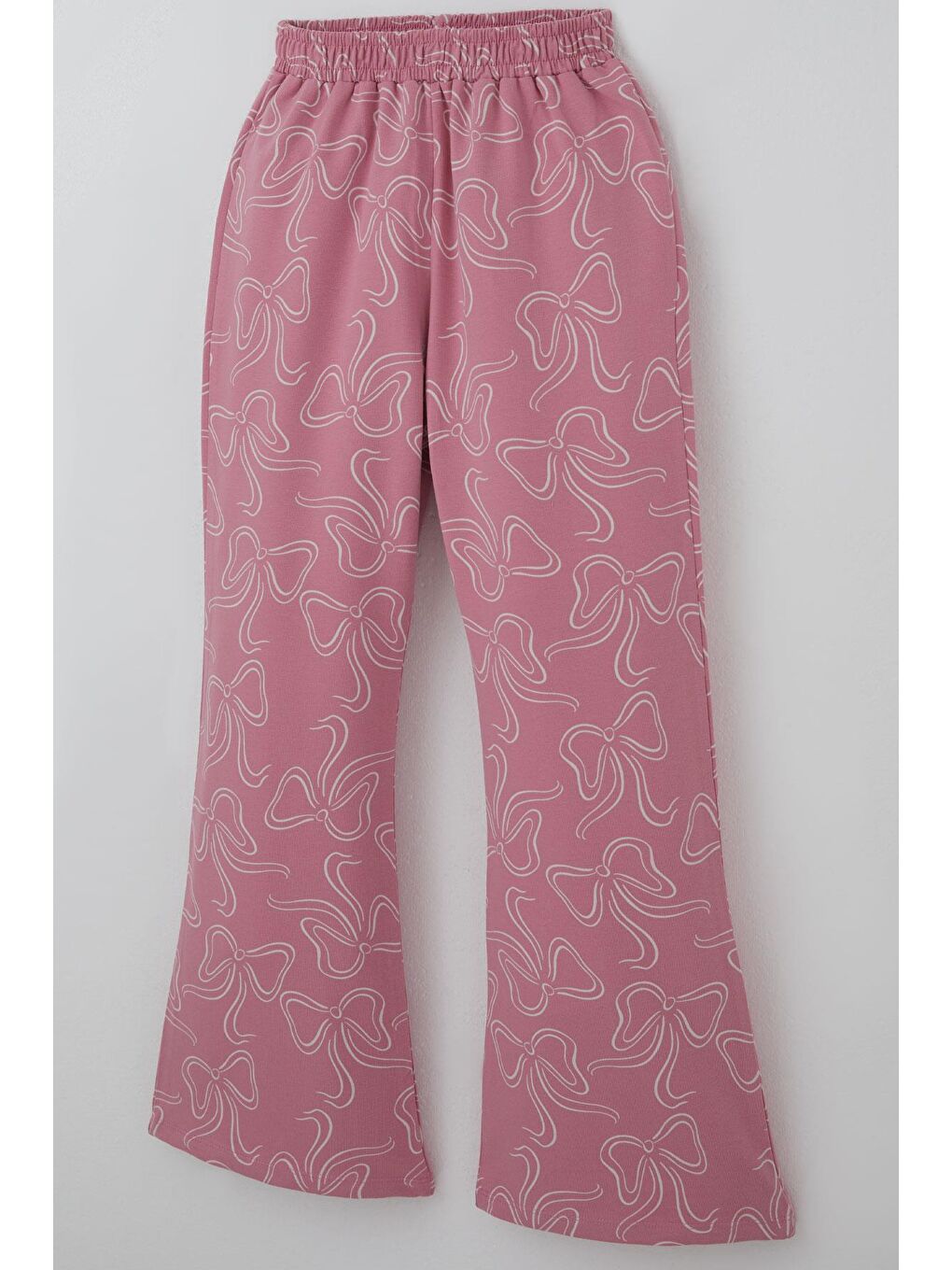 Kız Çocuk Eşofman Takımı Kurdele Desenli Bel Kısmı Lastikli Pembe (9-14 Yaş)-6