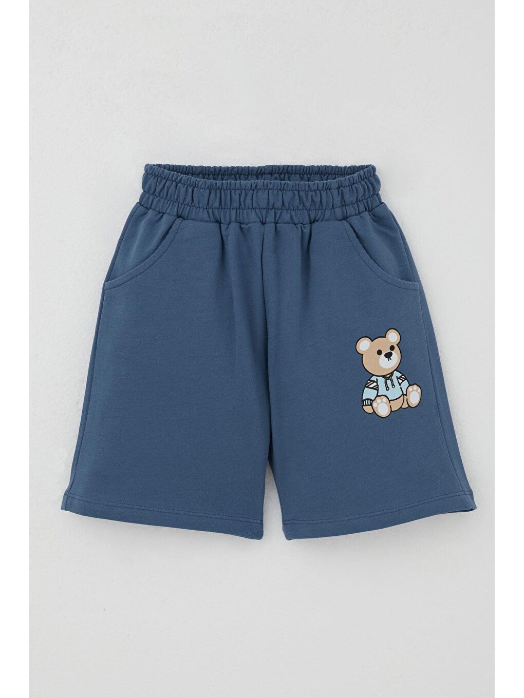 Erkek Bebek Şortlu Takım Oyuncak Bebek Ayıcık Baskılı Açık Mavi (9 Ay-1.5 Yaş)-2