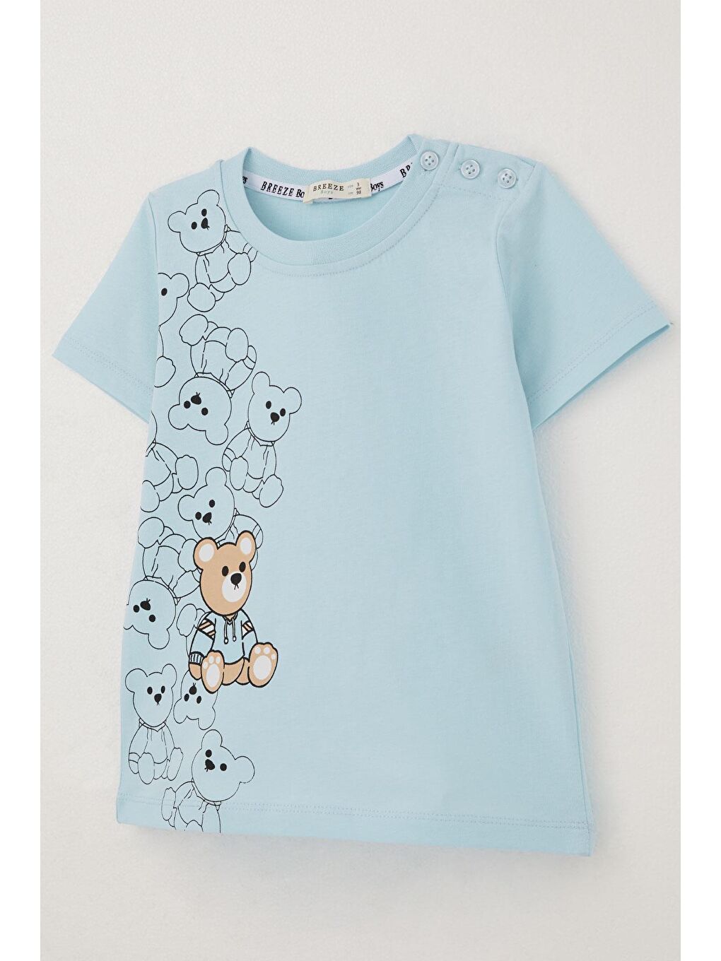 Erkek Bebek Şortlu Takım Oyuncak Bebek Ayıcık Baskılı Açık Mavi (9 Ay-1.5 Yaş)-5