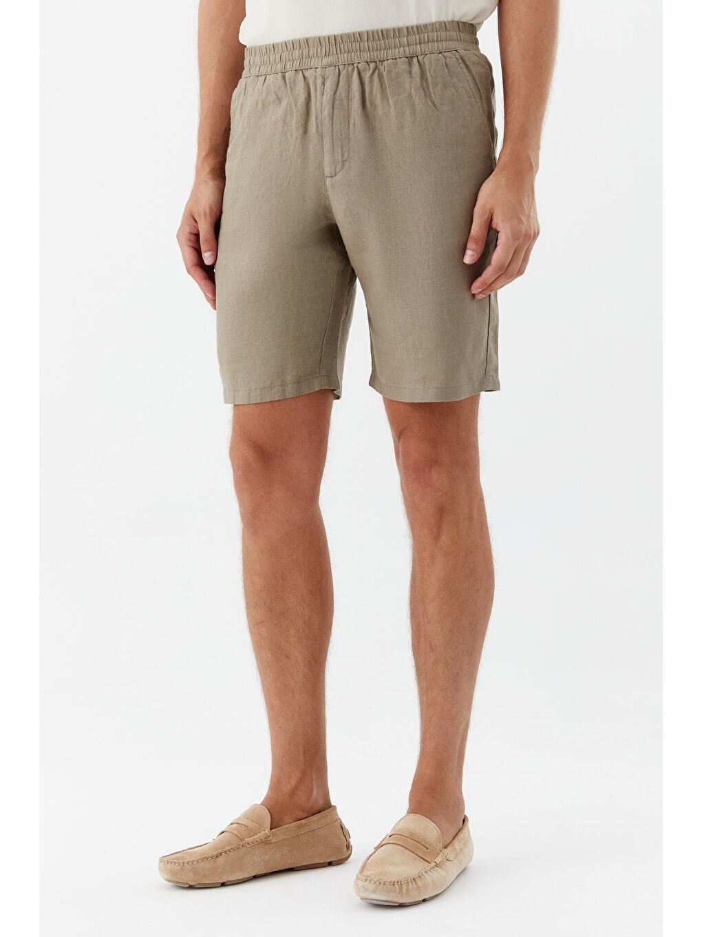 Bej Erkek Taş Rengi Bermuda Şort-2
