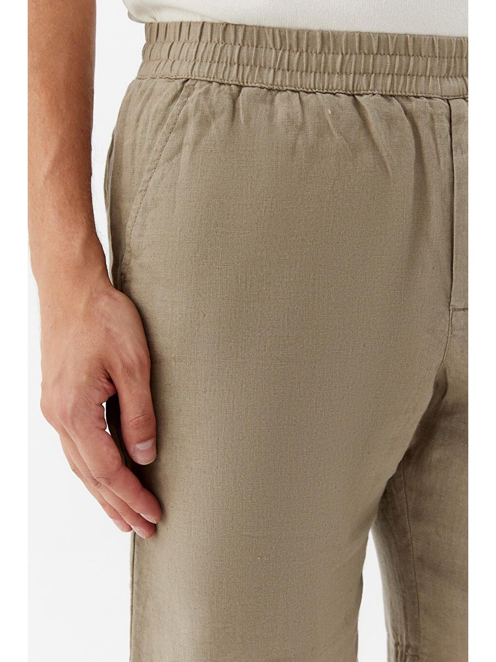 Bej Erkek Taş Rengi Bermuda Şort-3