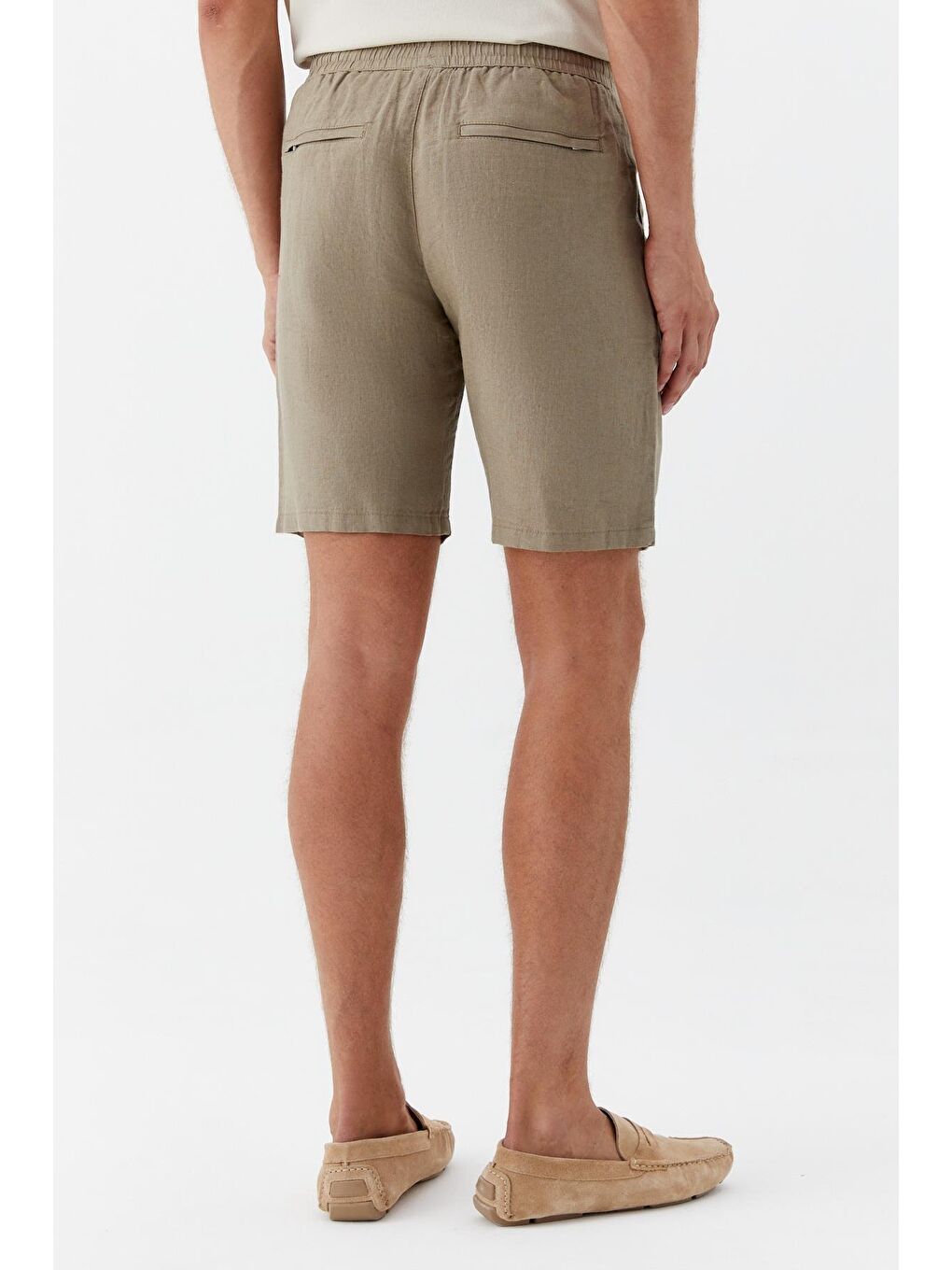 Bej Erkek Taş Rengi Bermuda Şort-4