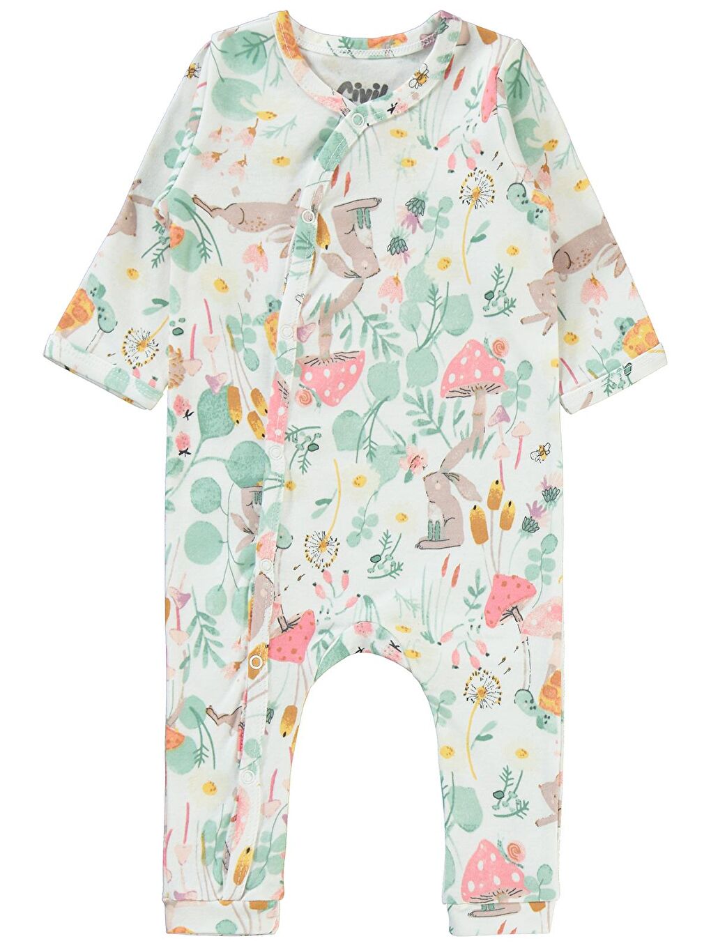 Baby Kız Bebek 2'li Patiksiz Tulum 3-9 Ay Açık Haki-1