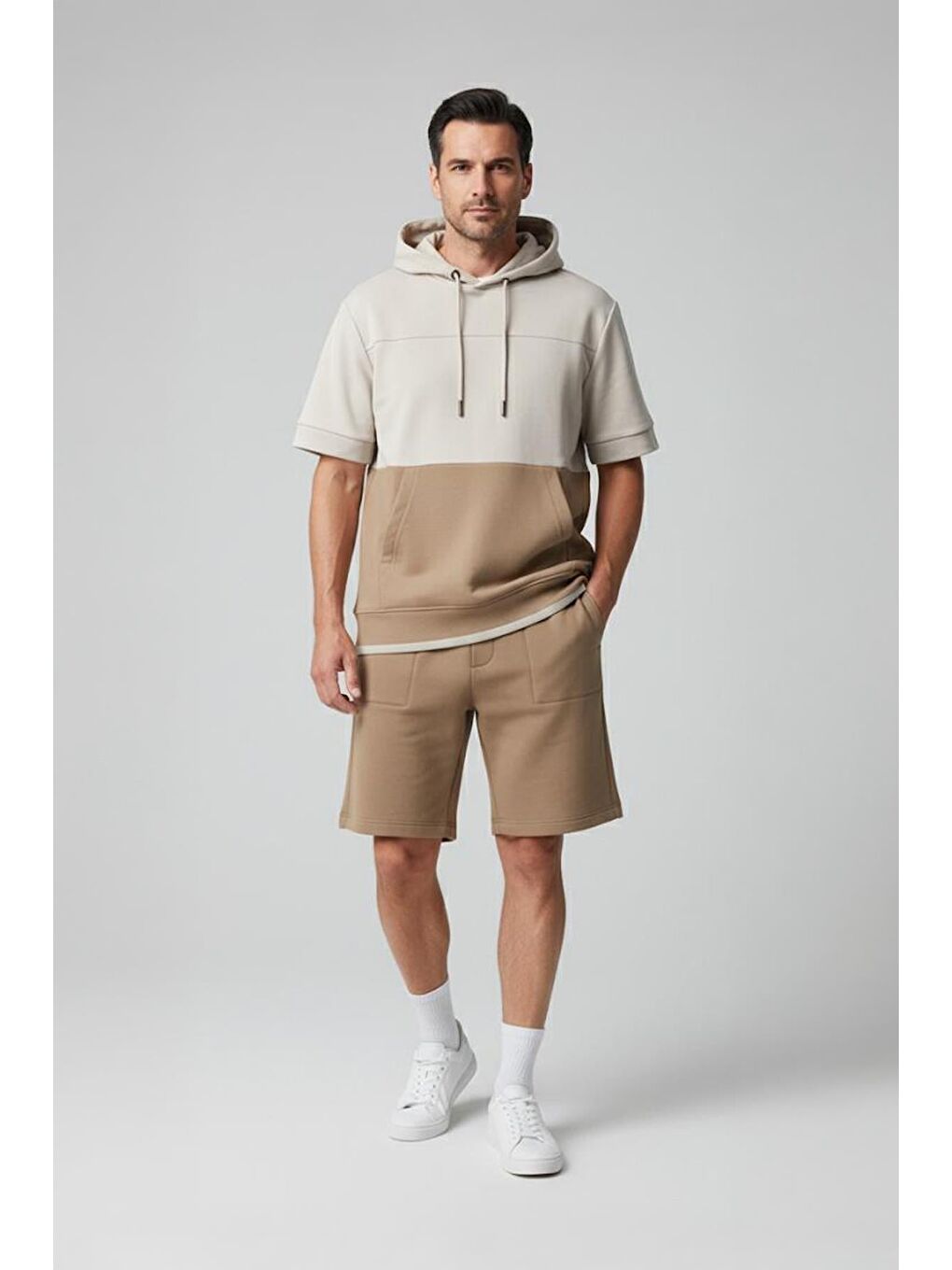 Giotelli Bej Oversize Fit Pamuk Karışımlı Bermuda Erkek Şort