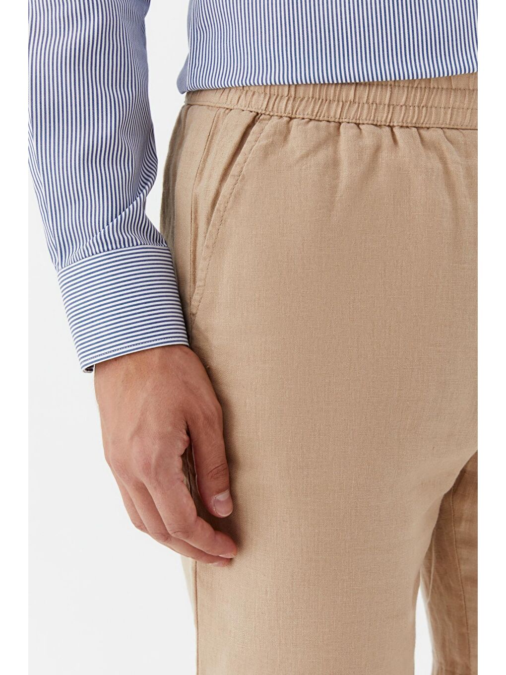 Bej Erkek Kum Rengi Bermuda Şort-3