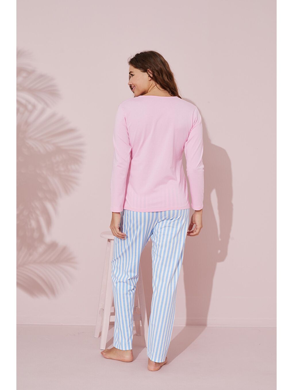 Pembe Baskılı Pamuklu Örme Pijama Takım 24241086-1