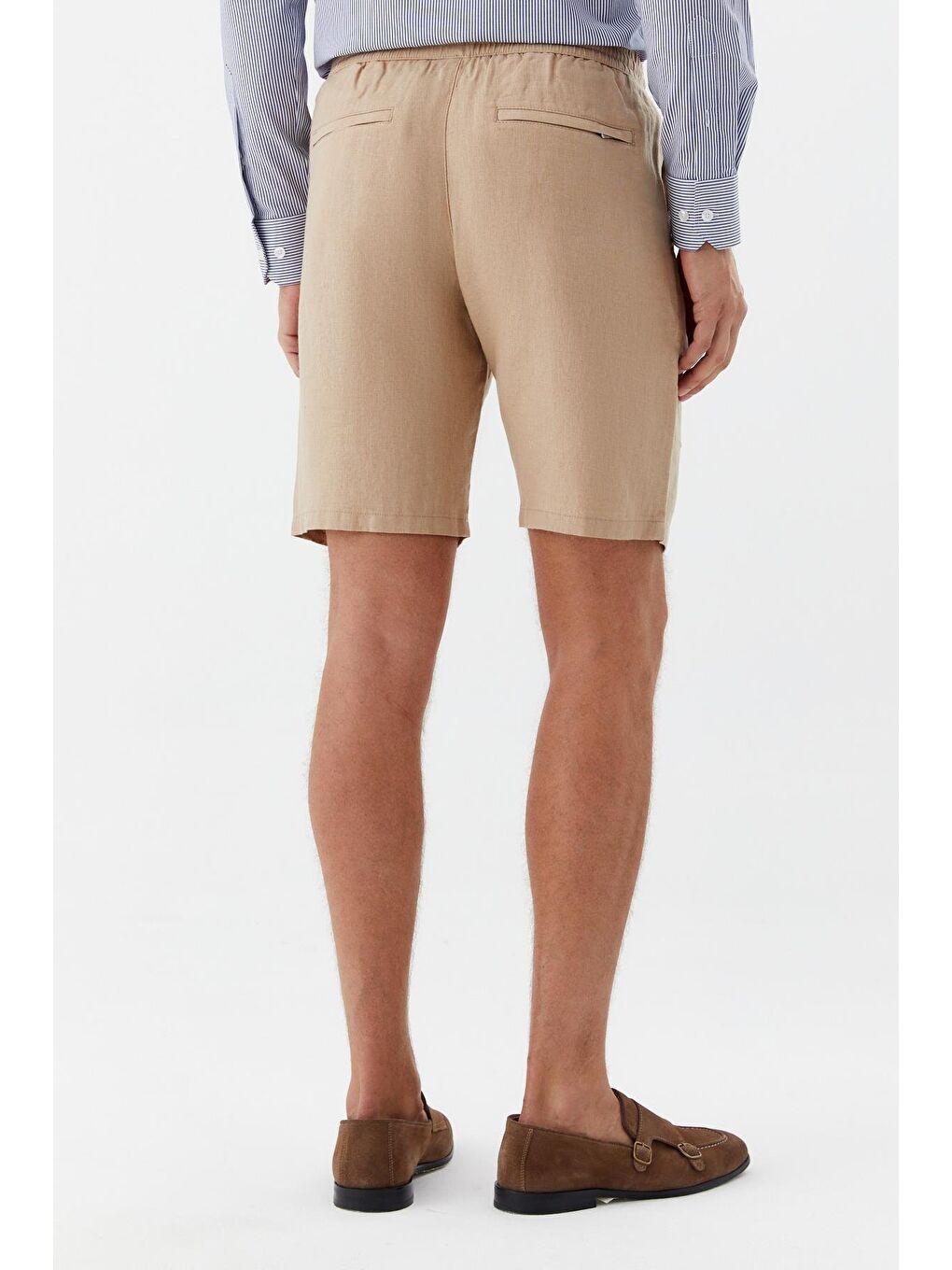 Bej Erkek Kum Rengi Bermuda Şort-4