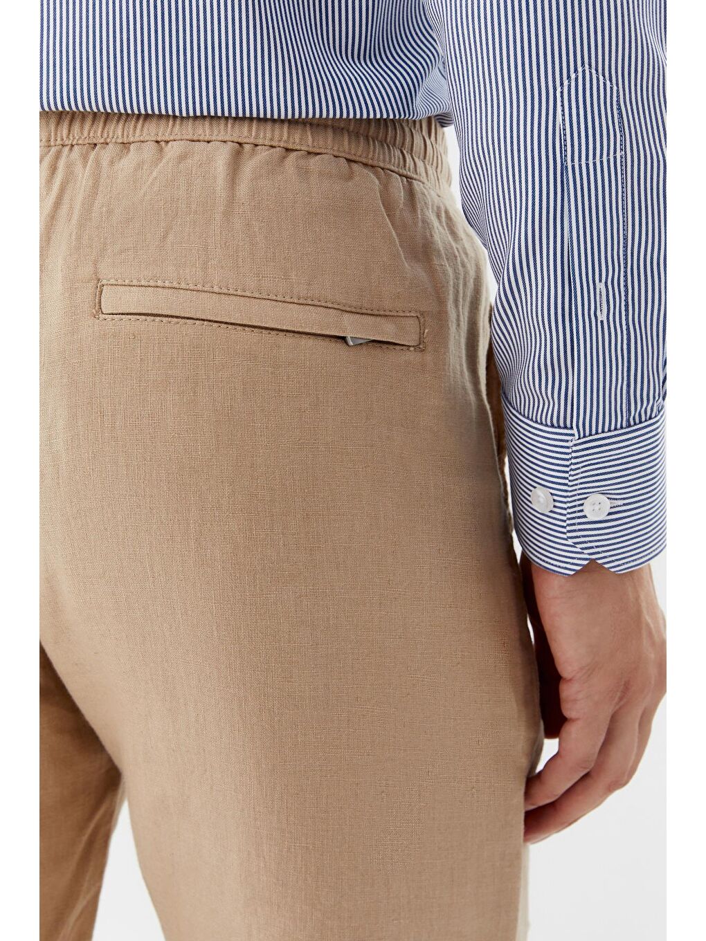 Bej Erkek Kum Rengi Bermuda Şort-5