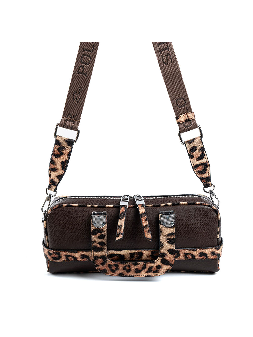 Kahverengi Kadın Omuz Çantası SP1258-M105 SILVER POLO El Çantası Kahve-Leopar Taba-5