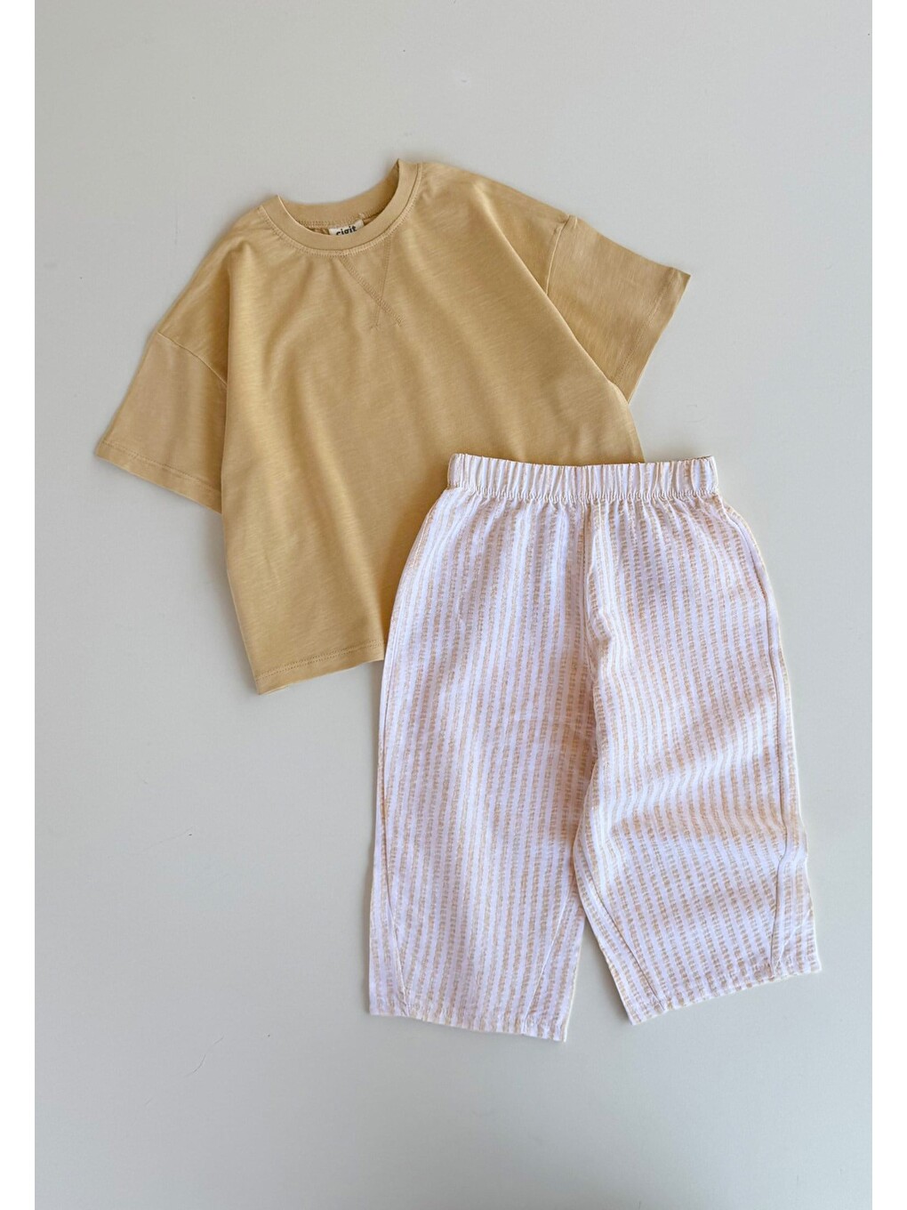 Sarı Oversize T-Shirt Takım 2-10 Yaş Sundres