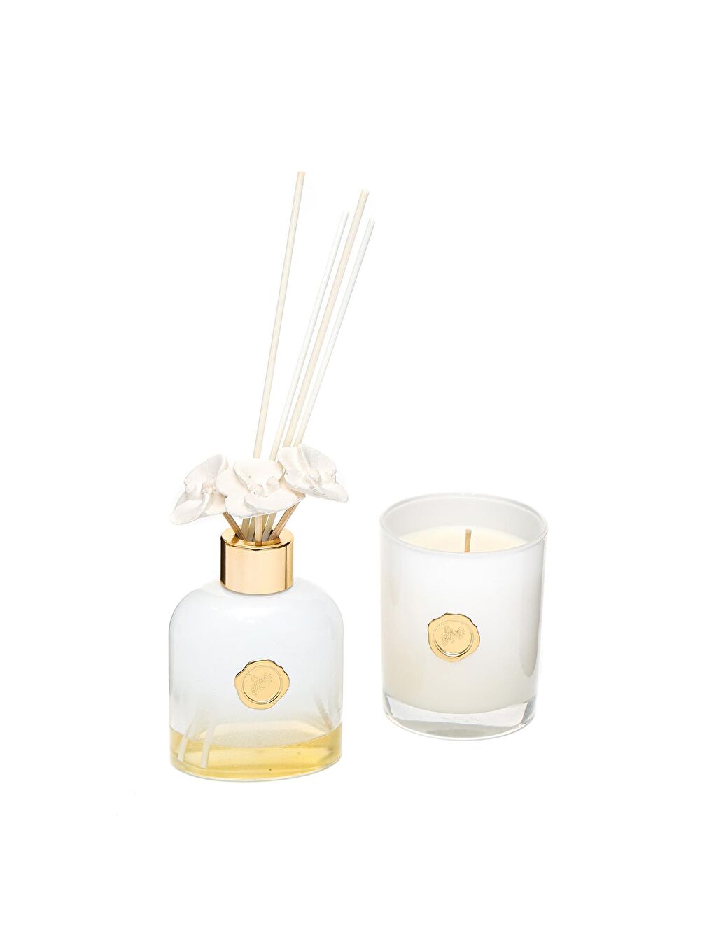 130 ml Beyaz Cam Şişe White Jasmine Oda Kokusu ve Kokulu Vegan Mum Seti-1