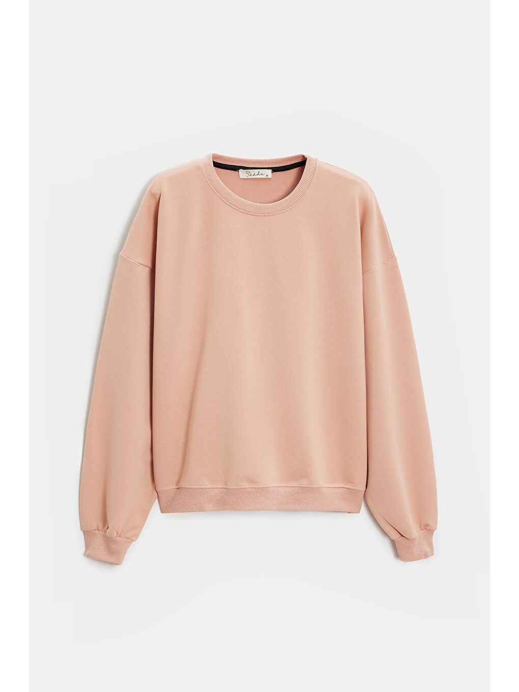 Beyaz Koyu Pudra Kadın Oversize Bisiklet Yaka Basic Casual Sweatshirt