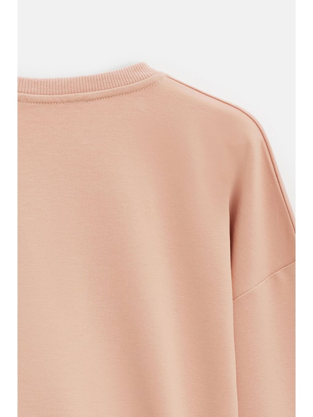 Beyaz Koyu Pudra Kadın Oversize Bisiklet Yaka Basic Casual Sweatshirt-3