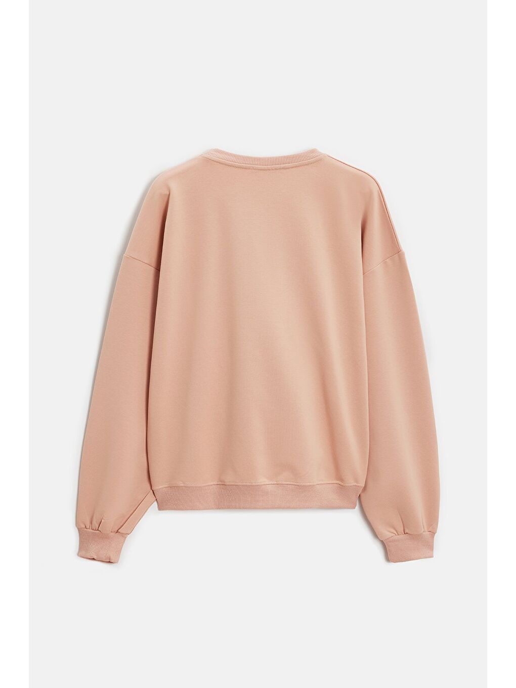 Beyaz Koyu Pudra Kadın Oversize Bisiklet Yaka Basic Casual Sweatshirt-4