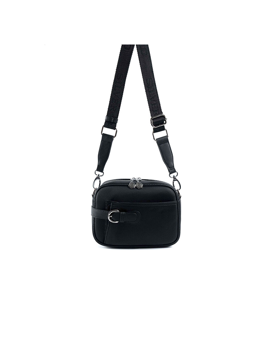 Siyah Kadın Çapraz Çanta 1256-48099 SILVER POLO ÇAPRAZ BAYAN ÇANTASI M86 SİYAH-MAT SİYAH