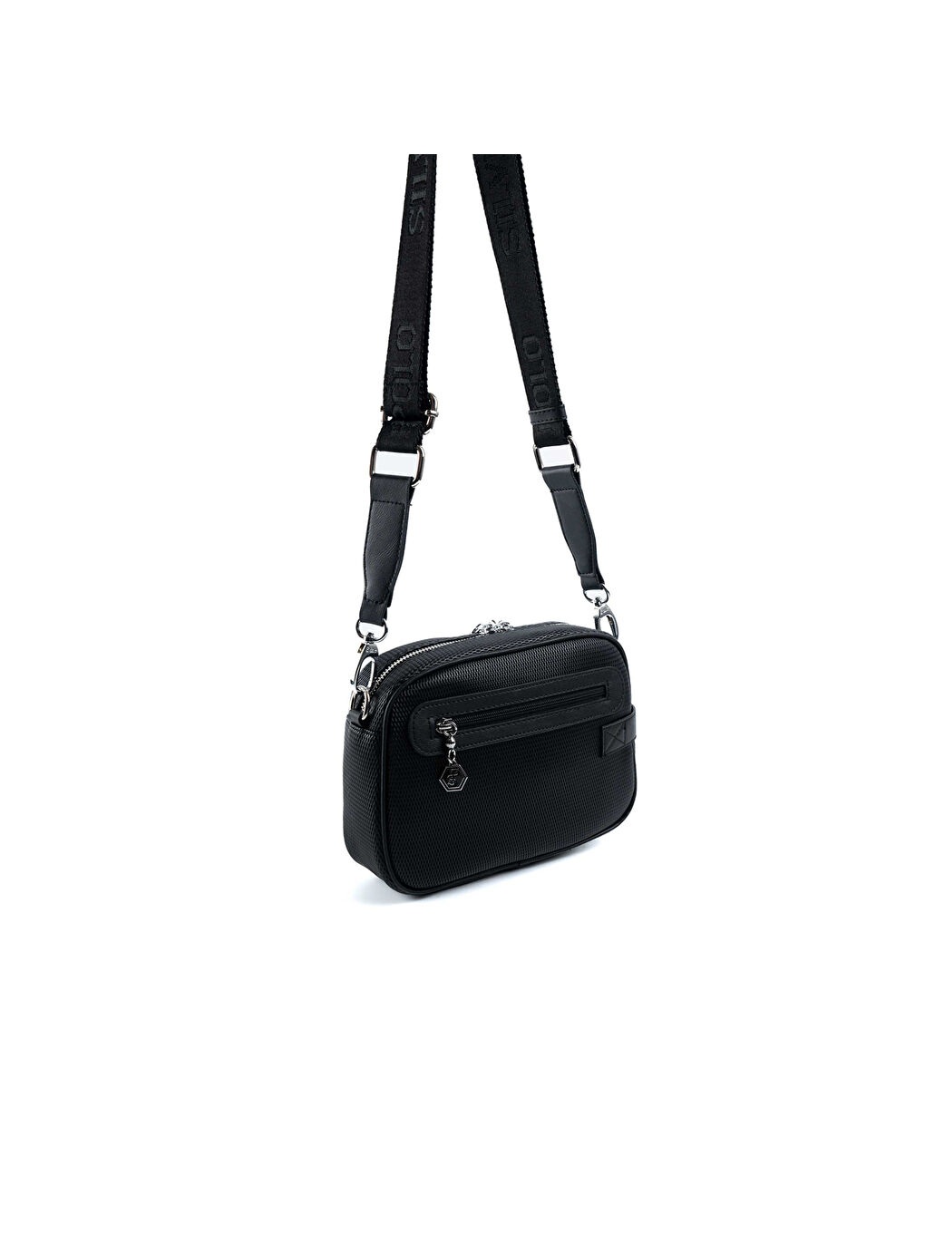 Siyah Kadın Çapraz Çanta 1256-48099 SILVER POLO ÇAPRAZ BAYAN ÇANTASI M86 SİYAH-MAT SİYAH-3