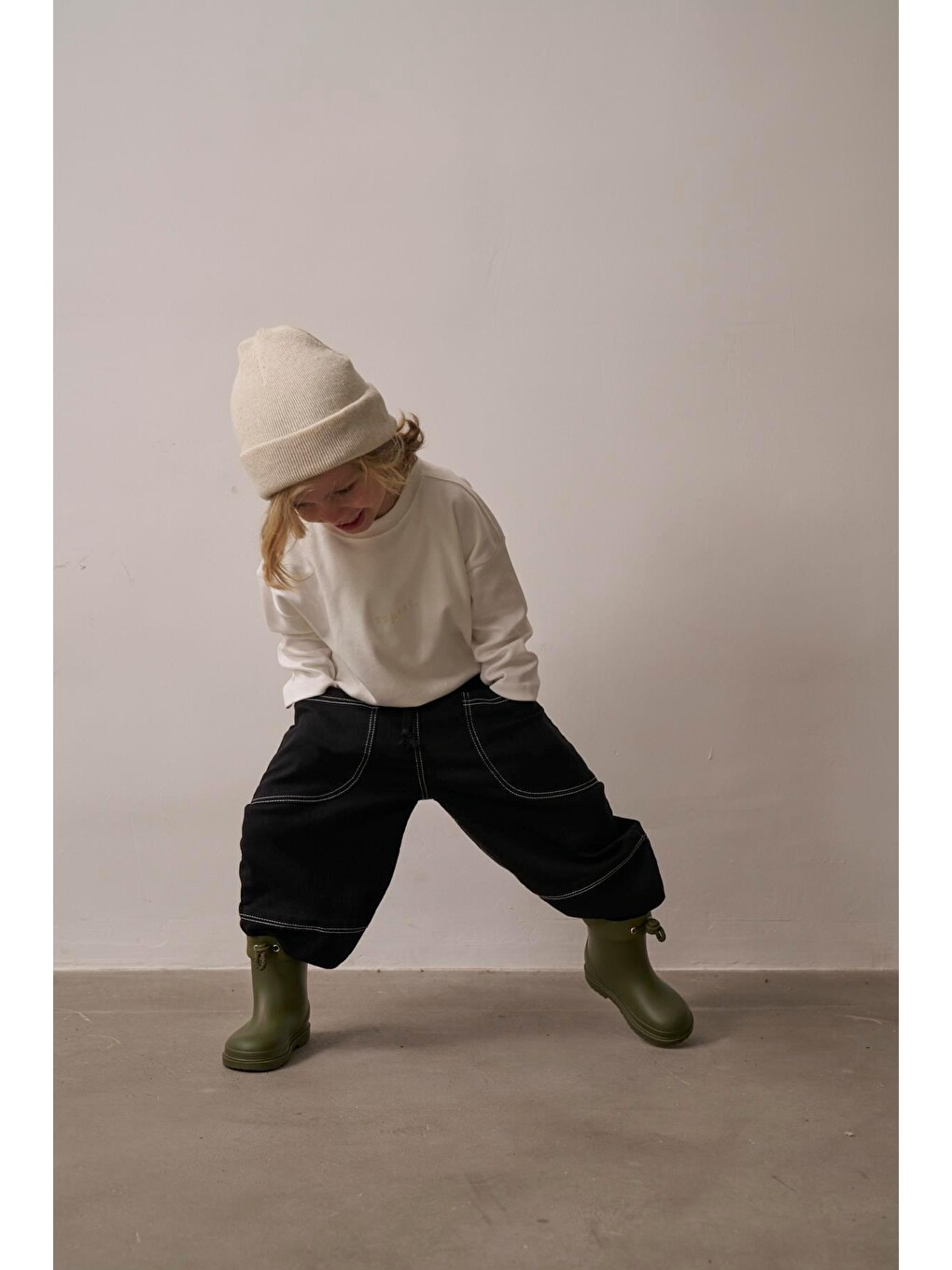 Siyah Cep Detaylı Unisex Jean Pantolon-5